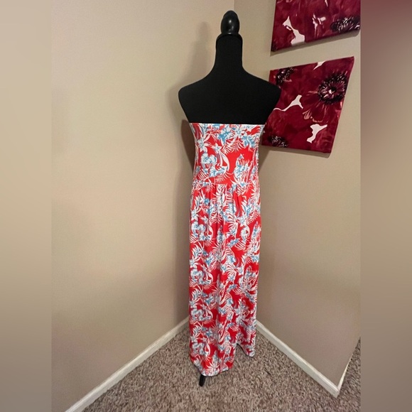 GRACE KARIN Strapless Ruched Top
Maxi Dress with Pockets Floral Red, size XL - Picture 3 of 8
